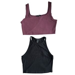Forever 21 Black & Burgundy Cropped Tank Tops Black Is Size M & Burgundy Size L